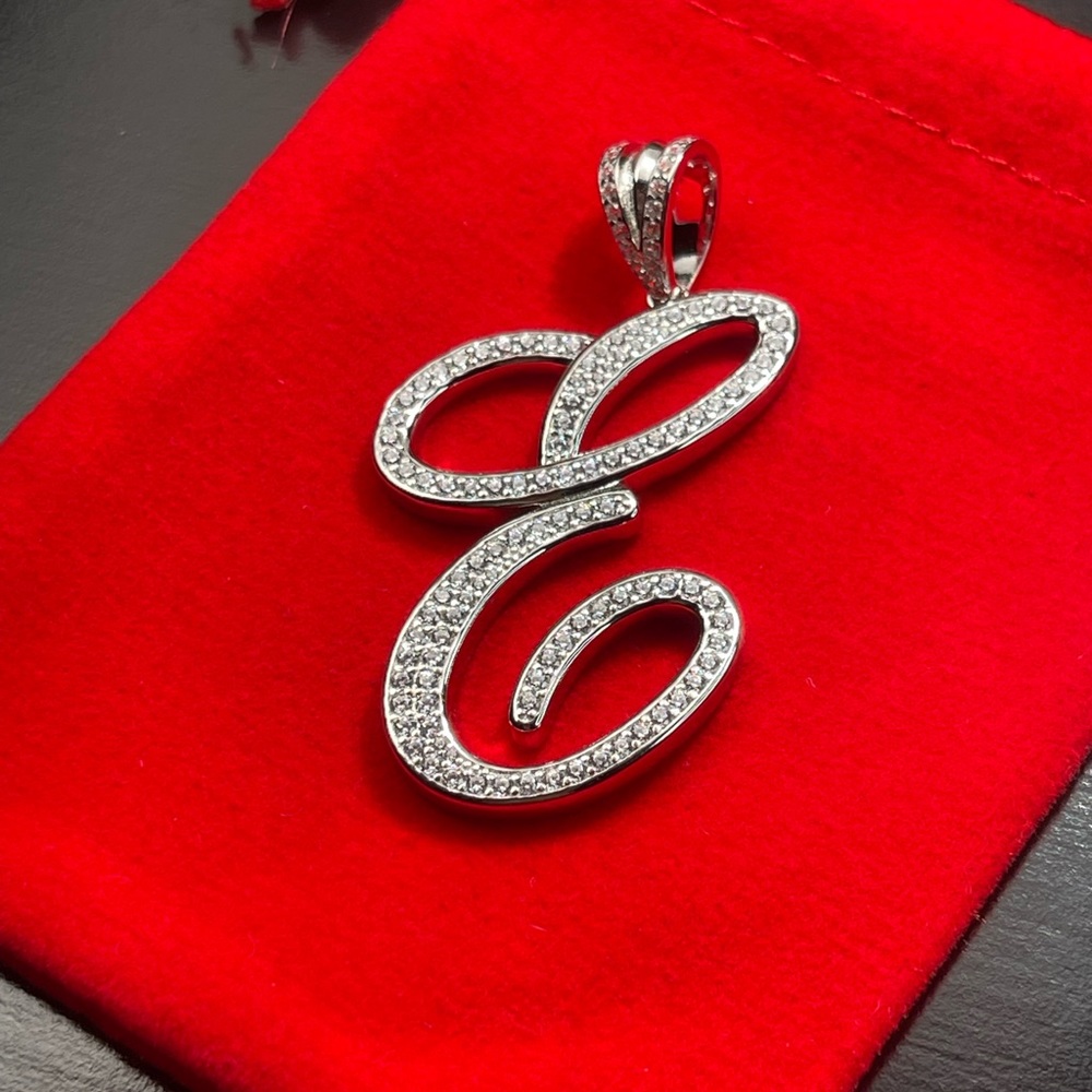 Solid 925 Silver Letter E Pendant Plata - image 1